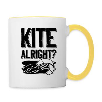 kiteboarding kitesurfing - Tasse zweifarbig - Weiß/Gelb - Rechts