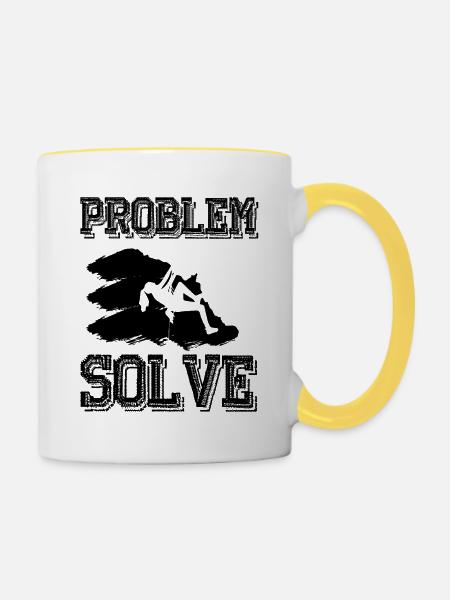 Bouldering bouldern - Tasse zweifarbig - Weiß/Gelb