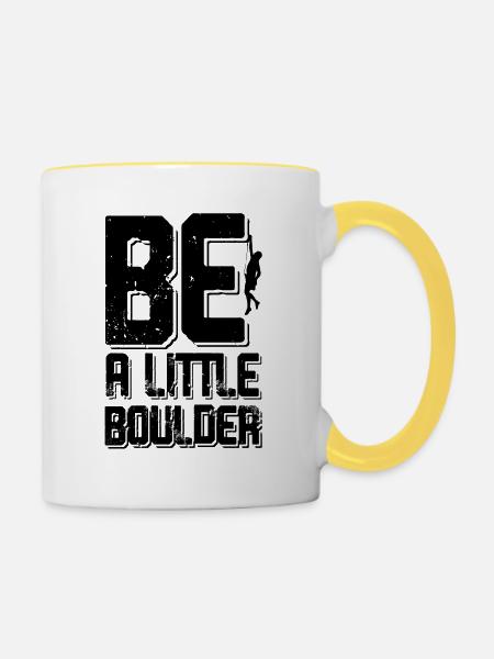 Bouldering klettern - Tasse zweifarbig - Weiß/Gelb