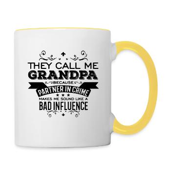 Fête des pères Grand-père sort Papa anniversaire - Mug contrasté - blanc/jaune - Droite