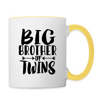 Frère Jumeaux Grossesse Etant - Mug contrasté - blanc/jaune - Droite