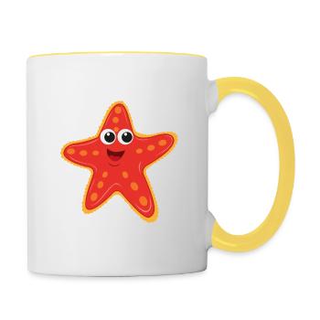 Seestern Seesternchen Meerestier Babyseestern - Tasse zweifarbig - Weiß/Gelb - Rechts