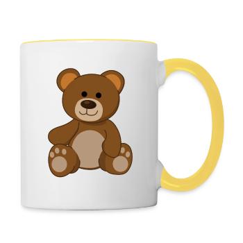 Ours en peluche Ours Ours Peluche Bébé Ours Bébé - Mug contrasté - blanc/jaune - Droite