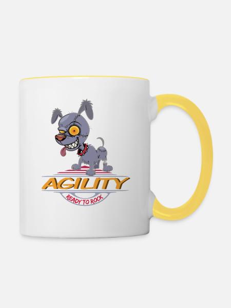AGILITY HUND, HUNDESPORT MOTIV FÜR HUNDE FAN - Tasse zweifarbig - Weiß/Gelb