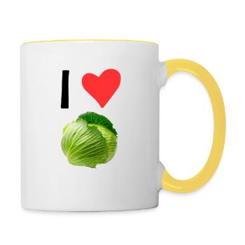 I love Cabbage for Vegetarians - Mug contrasté - blanc/jaune - Droite