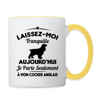 Je parle seulement à mon Cocker Anglais - Mug contrasté - blanc/jaune - Droite