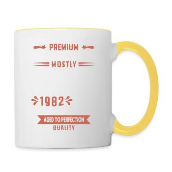 Vintage 1982 Cadeau D'anniversaire - Mug contrasté - blanc/jaune - Droite