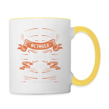Legends Were Born In October 1996 Gift - Contrasting Mug - white/yellow - Right