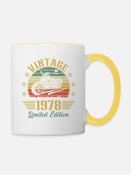 Vintage 1978 Rétro Moto Cadeau D'anniversaire - Mug contrasté - blanc/jaune