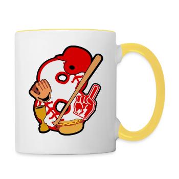 Baseball 8. Geburtstagsparty Nummer 8 - 8 Jahre - Tasse zweifarbig - Weiß/Gelb - Rechts