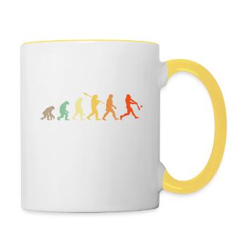 Baseball Evolution Baseball Spieler Geschenk - Tasse zweifarbig - Weiß/Gelb - Rechts