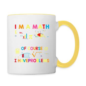 Lustig Mathematik Spruch Mathelehrer Mathesprüche - Tasse zweifarbig - Weiß/Gelb - Rechts