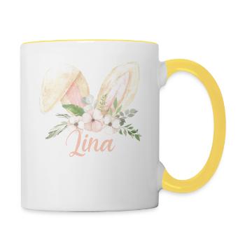 Hasenohren Lina - Tasse zweifarbig - Weiß/Gelb - Rechts