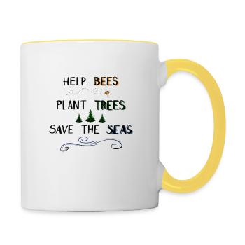 Help Bees - Planter des arbres - Save the Seas - Mug contrasté - blanc/jaune - Droite
