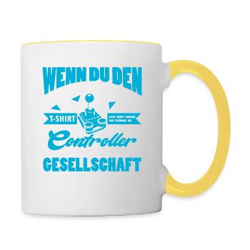 Gamer Zocker Games Pc Lustiges Gaming Spruch - Tasse zweifarbig - Weiß/Gelb - Rechts