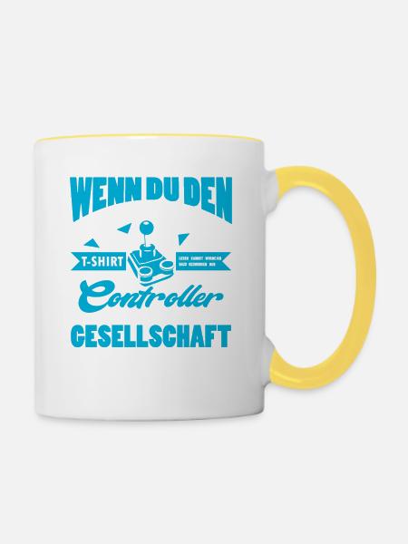 Gamer Zocker Games Pc Lustiges Gaming Spruch - Tasse zweifarbig - Weiß/Gelb