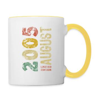 Limited Edition August 2005 Geburtstag - Geschenk - Tasse zweifarbig - Weiß/Gelb - Rechts