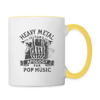 Heavy Metal - L’excuse de Dieu pour la musique pop - Mug contrasté - blanc/jaune - Droite