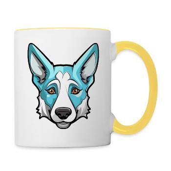 Cute dog design for dog owners - Contrasting Mug - white/yellow - Right