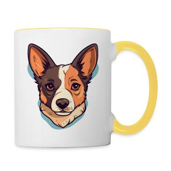 Conception de chien mignon pour les propriétaires de chiens - Mug contrasté - blanc/jaune - Droite