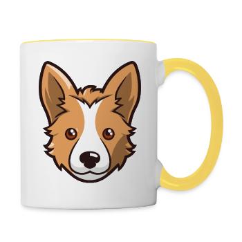 Cute dog design for dog owners - Contrasting Mug - white/yellow - Right