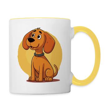 Niedliches Hundedesign für Hundebesitzer - Tasse zweifarbig - Weiß/Gelb - Rechts