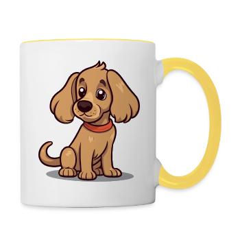 Niedliches Hundedesign für Hundebesitzer - Tasse zweifarbig - Weiß/Gelb - Rechts