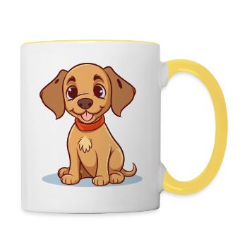 Conception de chien mignon pour les propriétaires de chiens - Mug contrasté - blanc/jaune - Droite
