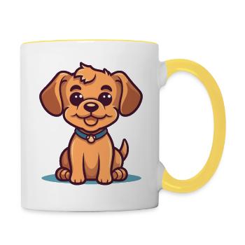 Niedliches Hundedesign für Hundebesitzer - Tasse zweifarbig - Weiß/Gelb - Rechts