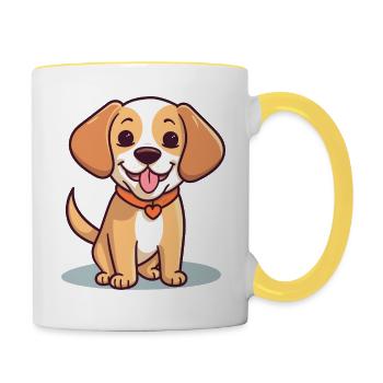 Conception de chien mignon pour les propriétaires de chiens - Mug contrasté - blanc/jaune - Droite