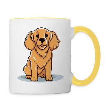 Cute dog design for dog owners - Contrasting Mug - white/yellow - Right
