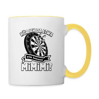 Dart 26 Ich höre immer nur Mimimi - Spruch - Tasse zweifarbig - Weiß/Gelb - Rechts