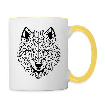 Loup - Mug contrasté - blanc/jaune - Droite