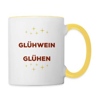 Ich trinke nur Glühwein von glücklichen Glühen - Tasse zweifarbig - Weiß/Gelb - Rechts