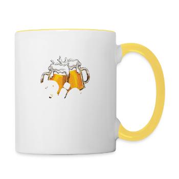 Ein Leben ohne Bier ist möglich aber sinnlos Prost - Tasse zweifarbig - Weiß/Gelb - Rechts