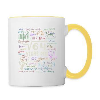 Wurzel aus 64 = 8. Geburtstag - Geschenk - Tasse zweifarbig - Weiß/Gelb - Rechts