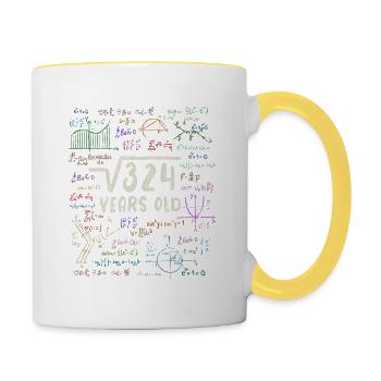 Racine de 324 = 18e anniversaire - cadeau - Mug contrasté - blanc/jaune - Droite