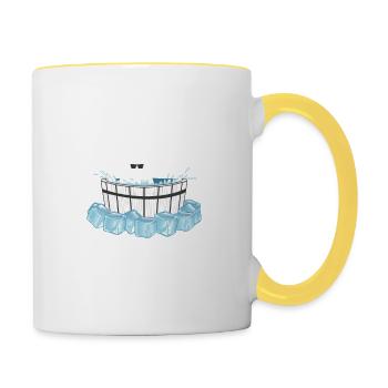Winterbader Eisbaden Eisbad Spruch - Tasse zweifarbig - Weiß/Gelb - Rechts