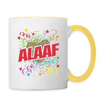 Alaaf Herz - Fasching - Karneval - Verkleidung - Tasse zweifarbig - Weiß/Gelb - Rechts