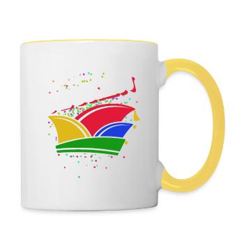 Narrenkappe - Die Jecken sind los - Karneval - Tasse zweifarbig - Weiß/Gelb - Rechts