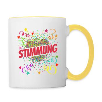 Stimmung Herz - Fasching - Karneval - Verkleidung - Tasse zweifarbig - Weiß/Gelb - Rechts