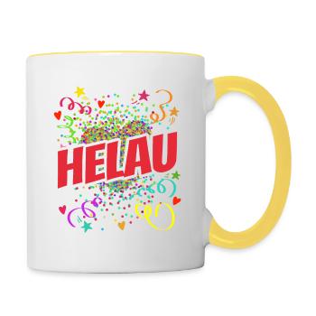 Helau Herz - Fasching - Karneval - Verkleidung - Tasse zweifarbig - Weiß/Gelb - Rechts