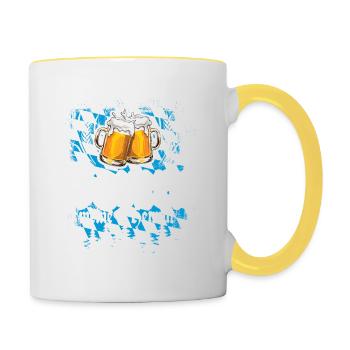 Servus - Gruß aus Bayern - meine Heimat - Tasse zweifarbig - Weiß/Gelb - Rechts