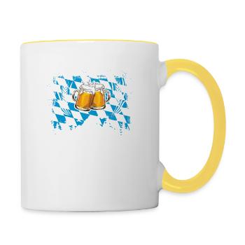 Servus - Gruß aus Bayern - meine Heimat - Tasse zweifarbig - Weiß/Gelb - Rechts