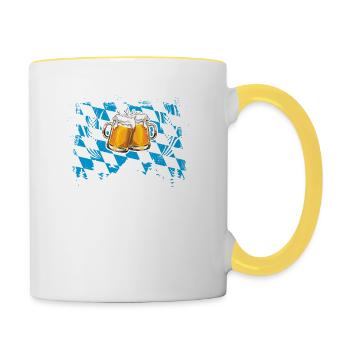 Dahoam is dahoam Bierglas Berge Bayern Heimat - Tasse zweifarbig - Weiß/Gelb - Rechts