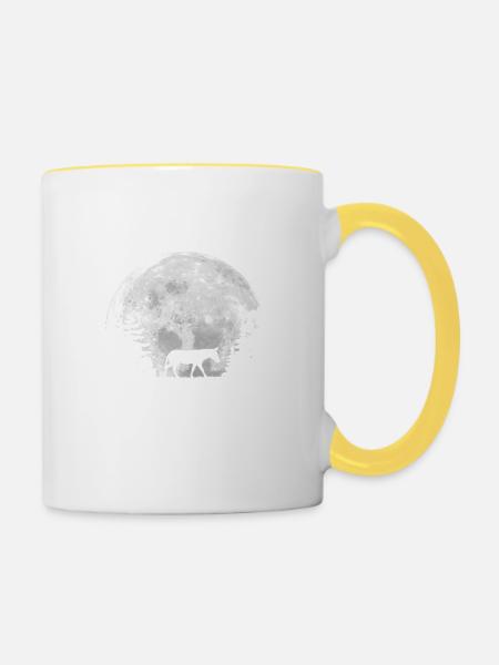 Vollmond - Nacht - Esel Silhouette - Tasse zweifarbig - Weiß/Gelb
