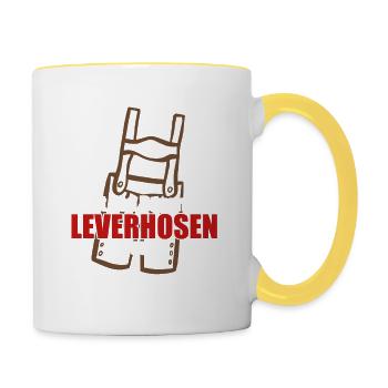 Zieht den Bayern die Leverhosen aus - Tasse zweifarbig - Weiß/Gelb - Rechts
