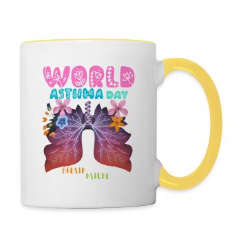 World Asthma awareness Day - Contrasting Mug - white/yellow - Right