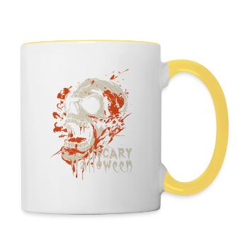 Scary Halloween - Skull Costume - Contrasting Mug - white/yellow - Right
