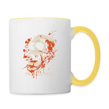 Halloween - Trick or Treat - Costume de crâne - Mug contrasté - blanc/jaune - Droite